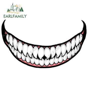 EARLFAMILY 13cm For Scary Devil Tooth Helmet Car Stickers RV JDM Motorcycle Decal Waterproof Camper Van Funny Car Assessoires