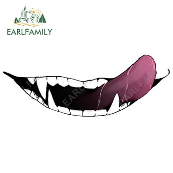 EARLFAMILY 13cm For Scary Devil Tooth Helmet Car Stickers RV JDM Motorcycle Decal Waterproof Camper Van Funny Car Assessoires