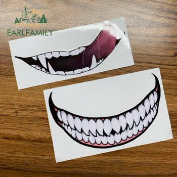 EARLFAMILY 13cm For Scary Devil Tooth Helmet Car Stickers RV JDM Motorcycle Decal Waterproof Camper Van Funny Car Assessoires