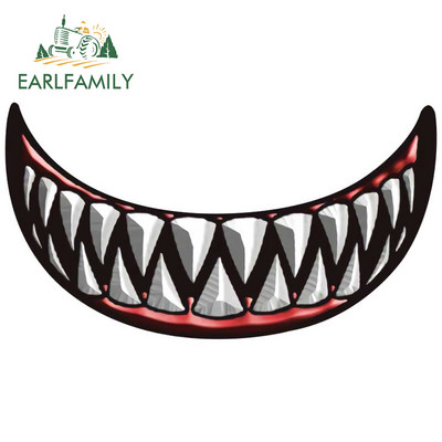 EARLFAMILY 13 cm-es Scary Devil Tooth sisakhoz autómatricák RV JDM motorkerékpár matrica vízálló lakóautó Vicces autós felszerelések