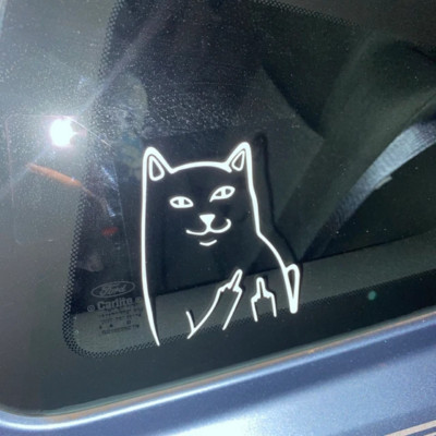 CAT középső ujj, FUNNY, Matrica matrica, Vinyl matrica, Autóablak, Autó lökhárító, MacBook, Vizes palack