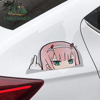 Αυτοκόλλητο Cartoon EARLFAMILY για το Darling In The Franxx Zero Two Peeker Big Head Anime Vinyl JDM Κουκούλα παραθύρου Laptop Αυτοκόλλητο τοίχου