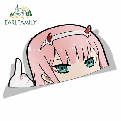 EARLFAMILY multfilmas automašīnas uzlīme mīļajam In The Franxx Zero Two Peeker Big Head Anime vinila JDM loga bagāžnieka klēpjdatora sienas uzlīme
