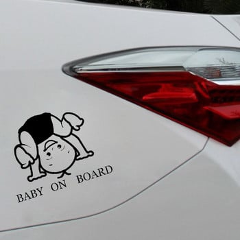 15CM*11.5CM BABY ON BOARD Car Decal Vinyl Lovely Boy Sticker Black/Silver за Skoda Stickers