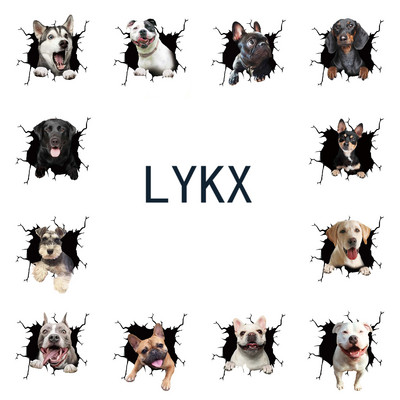 LYKX 3D franču buldogs suns, izsists logs, saplēsts automašīnu uzlīmes uzlīmes ārējie aksesuāri vinila uzlīmes
