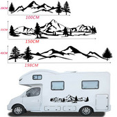 Akciós 150 cm-es lakóautó matrica Tree Decal Mountain Scene autós matrica Erdei vinyl grafikus készlet lakóautóhoz lakóautó utánfutó autótartozékok