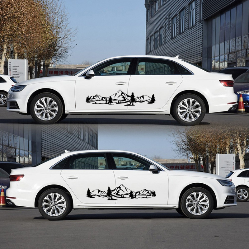 Akciós 150 cm-es lakóautó matrica Tree Decal Mountain Scene autós matrica Erdei vinyl grafikus készlet lakóautóhoz lakóautó utánfutó autótartozékok