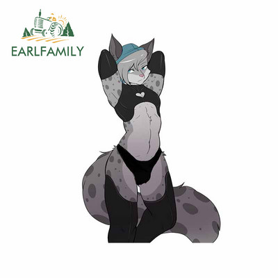 EARLFAMILY 13cm pūkains Femboy Wolf ūdensnecaurlaidīgas auto uzlīmes Personality Custom Printing Logu Bagāžnieka VAN SUV uzlīme