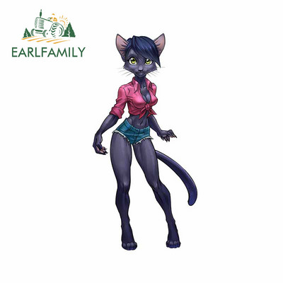 EARLFAMILY 13 cm-es Furry Femboy Wolf vízálló autómatricák Személyre szabott nyomtatási ablak csomagtartó VAN SUV matrica