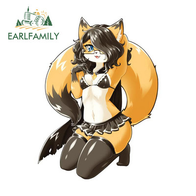 EARLFAMILY 13 cm-es Furry Femboy Wolf vízálló autómatricák Személyre szabott nyomtatási ablak csomagtartó VAN SUV matrica