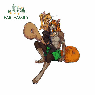 EARLFAMILY 13 cm-es Furry Femboy Wolf vízálló autómatricák Személyre szabott nyomtatási ablak csomagtartó VAN SUV matrica