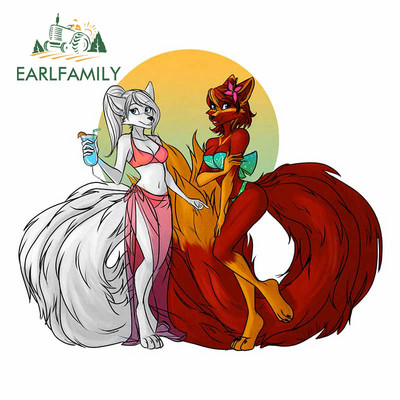 EARLFAMILY 13 cm-es Furry Femboy Wolf vízálló autómatricák Személyre szabott nyomtatási ablak csomagtartó VAN SUV matrica