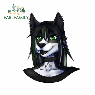 EARLFAMILY 13 cm-es Furry Femboy Wolf vízálló autómatricák Személyre szabott nyomtatási ablak csomagtartó VAN SUV matrica