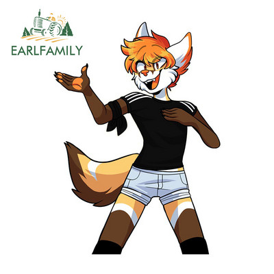 EARLFAMILY 13 cm-es Furry Femboy Wolf vízálló autómatricák Személyre szabott nyomtatási ablak csomagtartó VAN SUV matrica