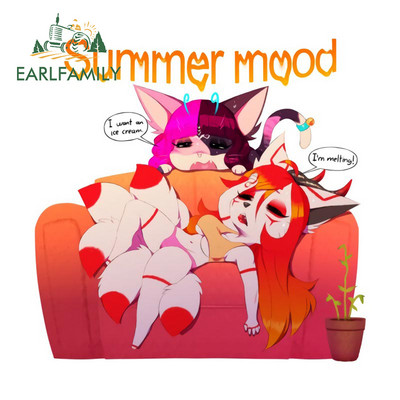 EARLFAMILY 13 cm-es Furry Femboy Wolf vízálló autómatricák Személyre szabott nyomtatási ablak csomagtartó VAN SUV matrica