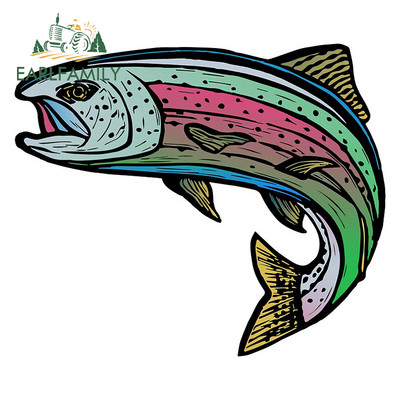 EARLFAMILY Crtani film Snake River Planinska pastrva Naljepnica za branik automobila Naljepnice za prozore Fishing Art Vodootporne naljepnice za automobil