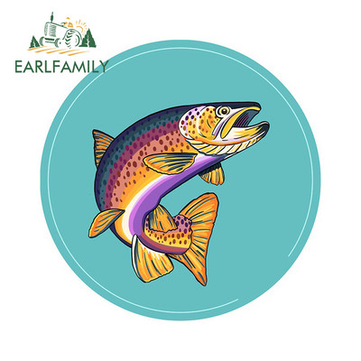 EARLFAMILY Crtani film Snake River Planinska pastrva Naljepnica za branik automobila Naljepnice za prozore Fishing Art Vodootporne naljepnice za automobil