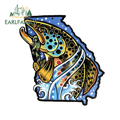 EARLFAMILY Crtani film Snake River Planinska pastrva Naljepnica za branik automobila Naljepnice za prozore Fishing Art Vodootporne naljepnice za automobil