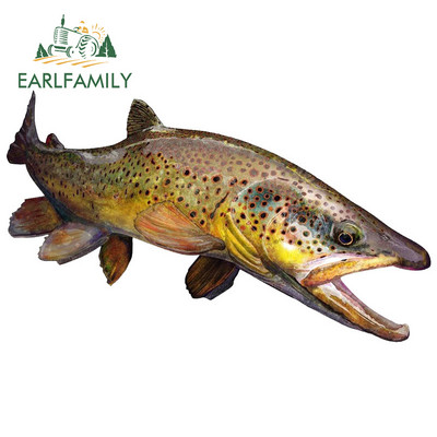 EARLFAMILY Crtani film Snake River Planinska pastrva Naljepnica za branik automobila Naljepnice za prozore Fishing Art Vodootporne naljepnice za automobil