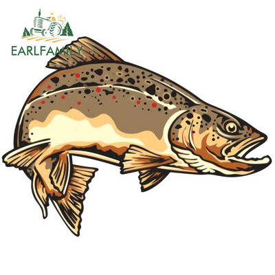 EARLFAMILY Crtani film Snake River Planinska pastrva Naljepnica za branik automobila Naljepnice za prozore Fishing Art Vodootporne naljepnice za automobil