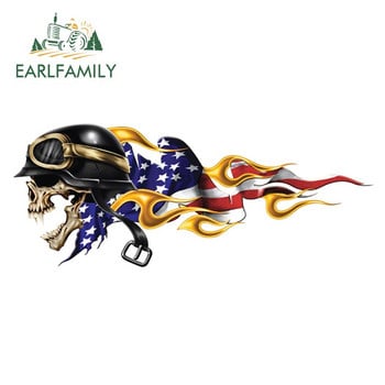 EARLFAMILY 13cm x 5,4cm 3D Hellion Tear Skull Fire Rose Scratch Stripe Scratch Metal Αυτοκόλλητα Αυτοκινήτου Βινυλίου Ξυτσούνια κάλυμμα αυτοκόλλητων κορμού