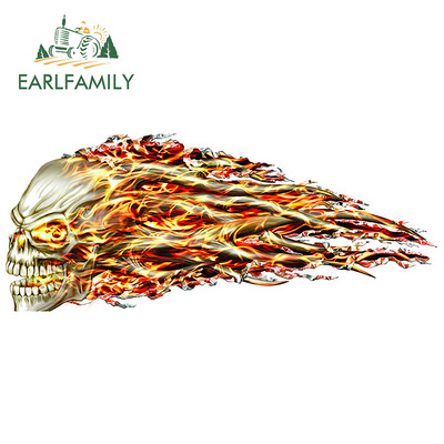 EARLFAMILY 13cm x 5.4cm 3D Hellion Tear Skull Vatrena ruža Ogrebotina Traka Potrgana metalna naljepnica za automobil Vinilna naljepnica za prtljažnik Ogrebotine