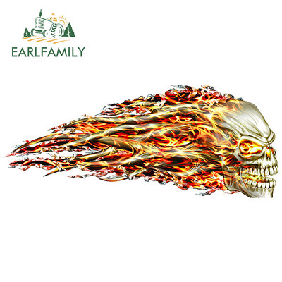 EARLFAMILY 13 cm x 5,4 cm 3D Hellion Tear Skull Fire Rose Karccsík Szakadt fém autómatricák Vinyl csomagtartó matrica fedél karcolások