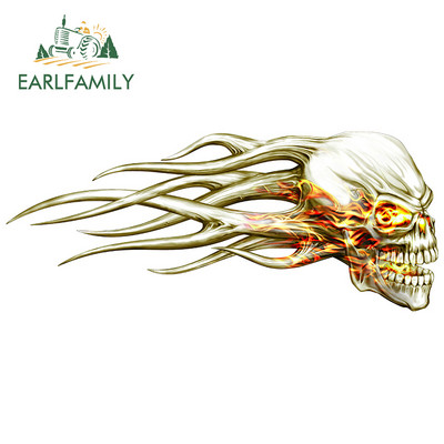 EARLFAMILY 13 cm x 5,4 cm 3D Hellion Tear Skull Fire Rose Karccsík Szakadt fém autómatricák Vinyl csomagtartó matrica fedél karcolások