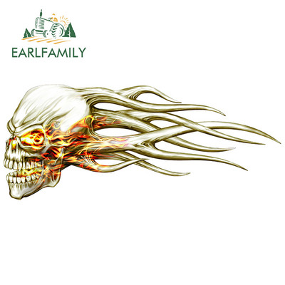 EARLFAMILY 13 cm x 5,4 cm 3D Hellion Tear Skull Fire Rose Karccsík Szakadt fém autómatricák Vinyl csomagtartó matrica fedél karcolások