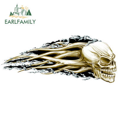 EARLFAMILY 13 cm x 5,4 cm 3D Hellion Tear Skull Fire Rose Karccsík Szakadt fém autómatricák Vinyl csomagtartó matrica fedél karcolások