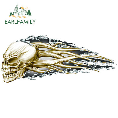 EARLFAMILY 13 cm x 5,4 cm 3D Hellion Tear Skull Fire Rose Karccsík Szakadt fém autómatricák Vinyl csomagtartó matrica fedél karcolások