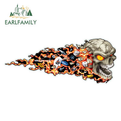 EARLFAMILY 13 cm x 5,4 cm 3D Hellion Tear Skull Fire Rose Karccsík Szakadt fém autómatricák Vinyl csomagtartó matrica fedél karcolások