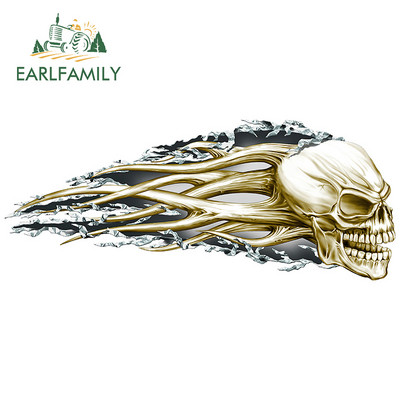 EARLFAMILY 13 cm x 5,4 cm 3D Hellion Tear Skull Fire Rose Karccsík Szakadt fém autómatricák Vinyl csomagtartó matrica fedél karcolások