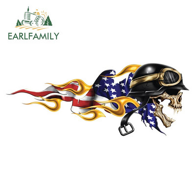 EARLFAMILY 13 cm x 5,4 cm 3D Hellion Tear Skull Fire Rose Karccsík Szakadt fém autómatricák Vinyl csomagtartó matrica fedél karcolások