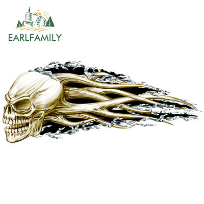 EARLFAMILY 13 cm x 5,4 cm 3D Hellion Tear Skull Fire Rose Karccsík Szakadt fém autómatricák Vinyl csomagtartó matrica fedél karcolások