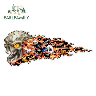 EARLFAMILY 13 cm x 5,4 cm 3D Hellion Tear Skull Fire Rose Karccsík Szakadt fém autómatricák Vinyl csomagtartó matrica fedél karcolások