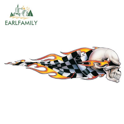 EARLFAMILY 13 cm x 5,4 cm 3D Hellion Tear Skull Fire Rose Karccsík Szakadt fém autómatricák Vinyl csomagtartó matrica fedél karcolások
