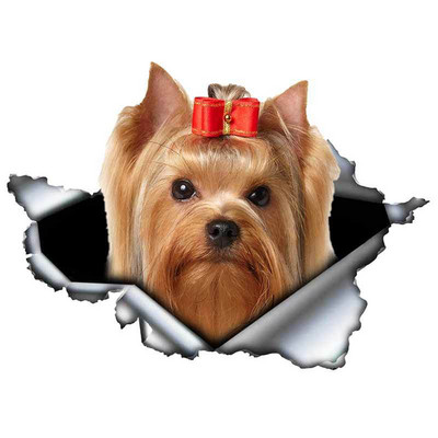 LYKX yorkshire terrier kisállat kutya formáló személyiség matrica szakadt fém vinyl matrica állat autó matricák ablak lökhárító