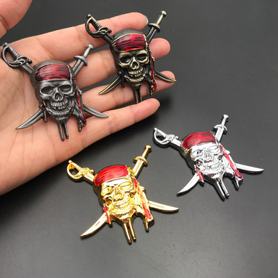 Νέο 3D Metal Pirates Skull Badge Αυτοκόλλητο Αυτοκόλλητο Έμβλημα Ουρά Αυτοκόλλητο Captain Jack Αξεσουάρ αυτοκινήτου για Αυτοκόλλητο Universal Διακοσμητικό αυτοκόλλητο