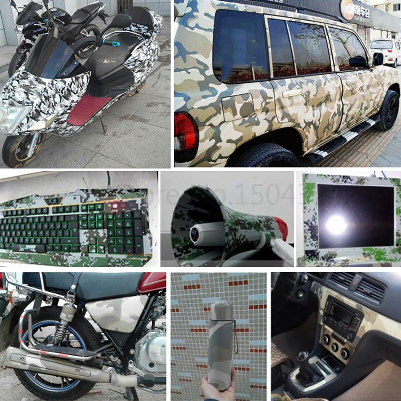 30 cm * 100 cm Camuflaj Vinil PVC Autocolant Auto Film Wrap Digital Woodland Army Verde Militar Camo Desert Decal pentru Auto Motocicletă
