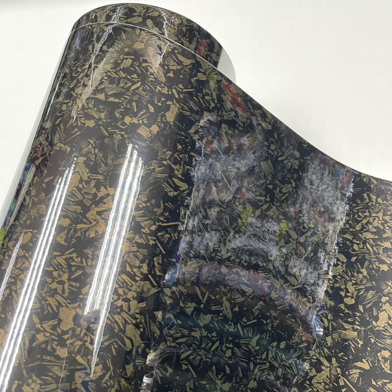 50cm * 100cm până la 600cm Negru Auriu Argintiu Vinil din carbon forjat cu bule de aer Adeziv DIY Autocolant pentru stil de mașină Decal de ambalare