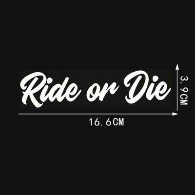YJZT 16,6 cm × 3,9 cm Ride Or Die divatos vinil motoros autómatricák matrica fekete/ezüst 10B-0014