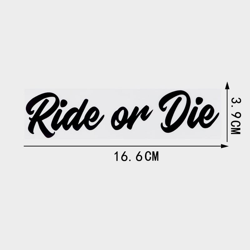 YJZT 16,6 cm × 3,9 cm Ride Or Die divatos vinil motoros autómatricák matrica fekete/ezüst 10B-0014