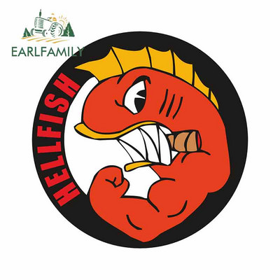EARLFAMILY 13cm x 12,9cm For Hellfish Logo Vinila automašīnas uzlīme Graffiti Decal Motocikla vējstikla ūdensnecaurlaidīgs dekors