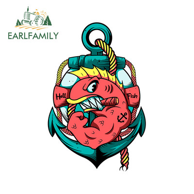 EARLFAMILY 13 cm x 12,9 cm Hellfish logóhoz Vinyl autómatrica Graffiti matrica csomagtartó motorkerékpár szélvédő vízálló dekoráció