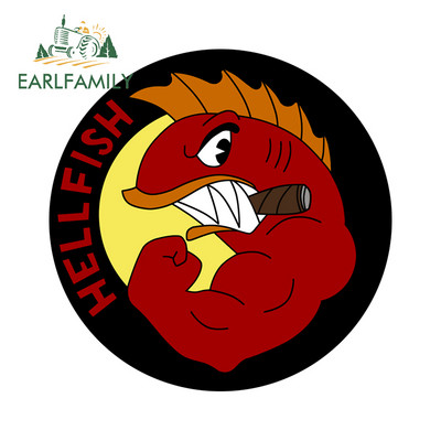 EARLFAMILY 13 cm x 12,9 cm Hellfish logóhoz Vinyl autómatrica Graffiti matrica csomagtartó motorkerékpár szélvédő vízálló dekoráció