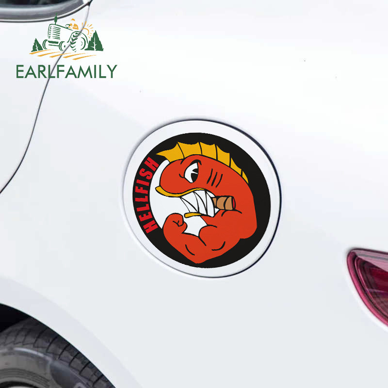 EARLFAMILY 13 cm x 12,9 cm Hellfish logóhoz Vinyl autómatrica Graffiti matrica csomagtartó motorkerékpár szélvédő vízálló dekoráció