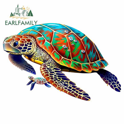EARLFAMILY 13 cm x 12,8 cm Tengeri teknős Anime autómatricákhoz Karcálló matrica vinil anyag, alkalmas kisteherautó-dekorációra