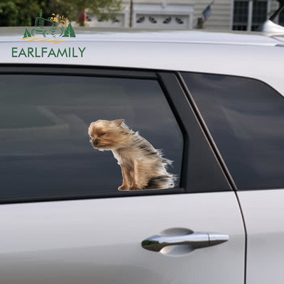 EARLFAMILY 13 cm x 12 cm-es autós autómatricák Yorkshire terrier kutyához, szélben fúj Vicces matrica RV VAN JDM dekormatricák