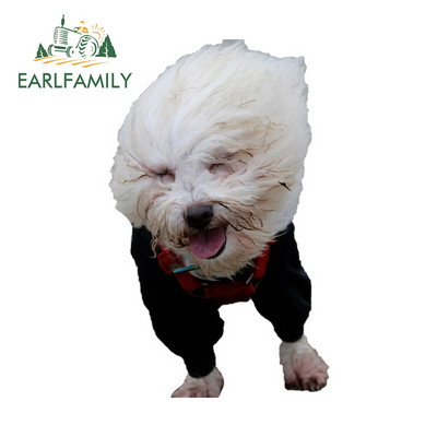 EARLFAMILY 13 cm x 12 cm-es autós autómatricák Yorkshire terrier kutyához, szélben fúj Vicces matrica RV VAN JDM dekormatricák